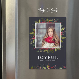 Joyful Greenery | Magnetic Holiday-fotokaart