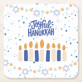Joyful Hanukkah Vierkante Kartonnen Onderzetter