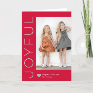 Joyful Heart EDITABLE COLOR Holiday Photo Card Feestdagen Kaart