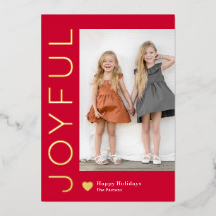 Joyful Heart Foil Carte de vacances modifiable cou
