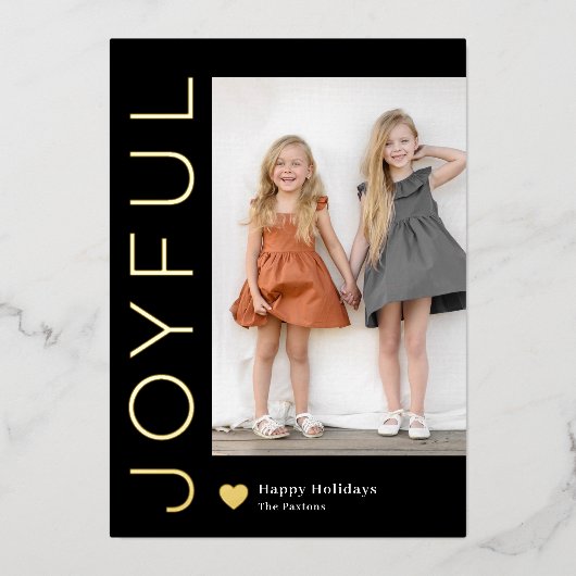 Joyful Heart Foil Carte de vacances modifiable cou (Recto)