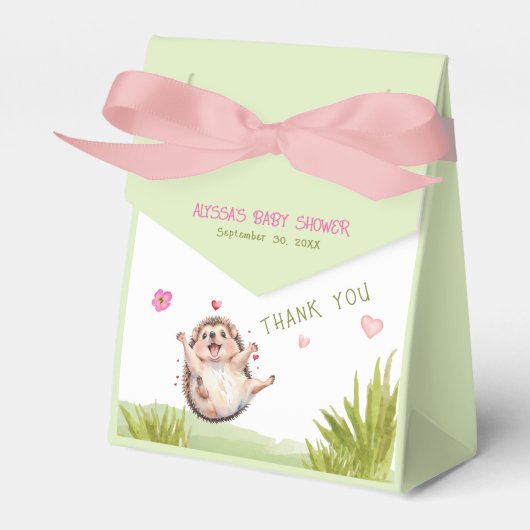 Joyful Hedgehog Garden Party Baby shower Dank u Bedankdoosjes (Voorkant Zijde)