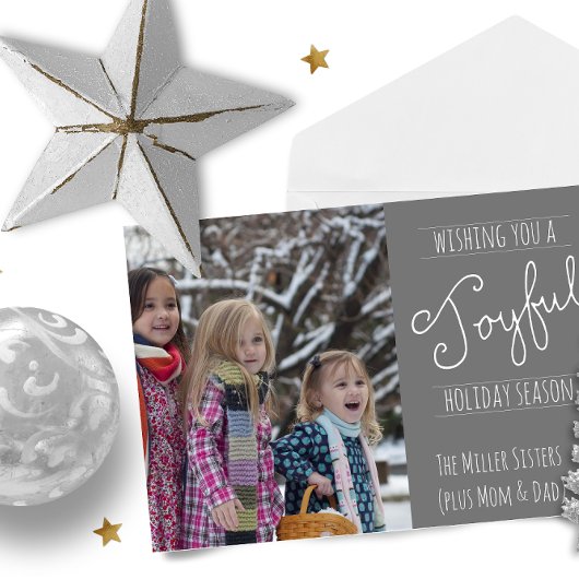 Joyful Holiday Modern Family Photo Carte pliée