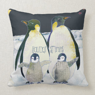 Joyful Holiday Spirits Emperor Penguin Kussens