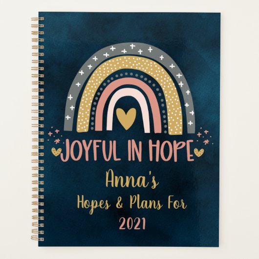 Joyful in Hope roze Christelijke regenboog 2022 Planner (Voorkant)