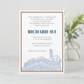 Joyful Jerusalem Bar Mitzvah Invitation Kaart (Staand voorkant)