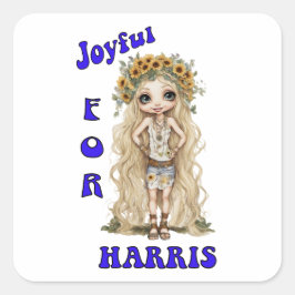 Joyful Kamala Harris President Hippie Boho Vierkante Sticker