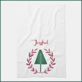 Joyful kerstboom en Wreath Theedoek