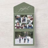 Joyful kerstcollage 7 foto groen drievoudig all in one uitnodiging (Binnen)