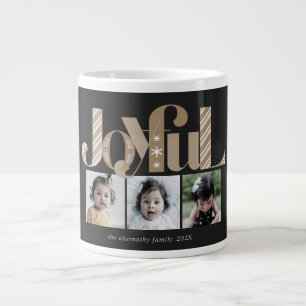 Joyful Kerstfeest Drie Black Photo Gold Extra Grote Beker