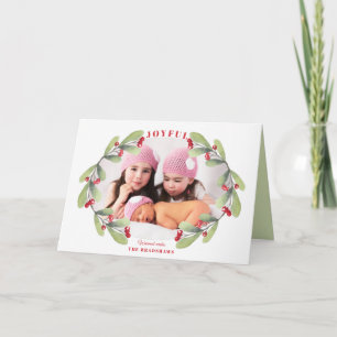 Joyful Kerstmis Mistletoe Holiday Foto Feestdagen Kaart