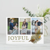 Joyful Kerstmis | Rustige pine Sprig Photo Collage Feestdagenkaart (Staand voorkant)