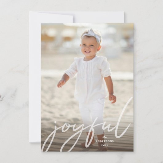Joyful KerstWhite Handscriptfoto Feestdagenkaart (Voorkant)