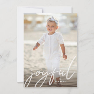 Joyful KerstWhite Handscriptfoto Feestdagenkaart