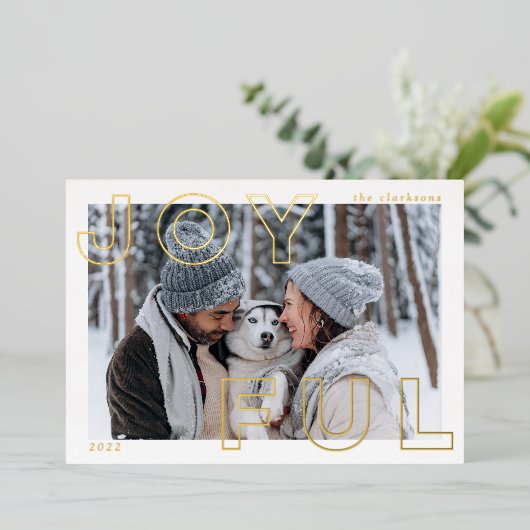 Joyful Letters Foil Carte de vacances (Debout devant)