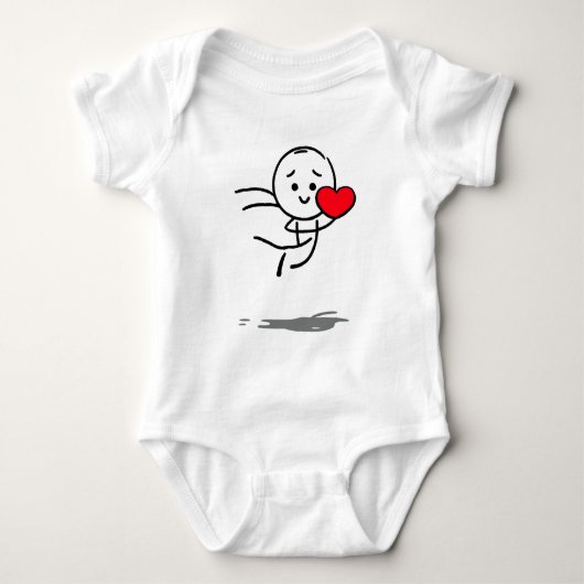 Joyful Love Stickman Heart Leap Graphic Tee Romper (Voorkant)