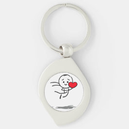 Joyful Love Stickman Heart Leap Graphic Tee Sleutelhanger