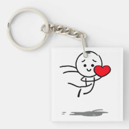 Joyful Love Stickman Heart Leap Graphic Tee Sleutelhanger