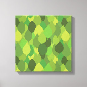Joyful Lush Leaves - naadloos oppervlaktepatroon. Canvas Afdruk