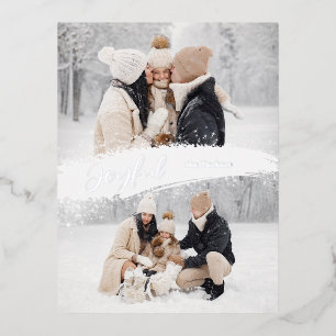Joyful Manuscript met Sneeuwborstel 2 Foto Folie Feestdagen Briefkaart
