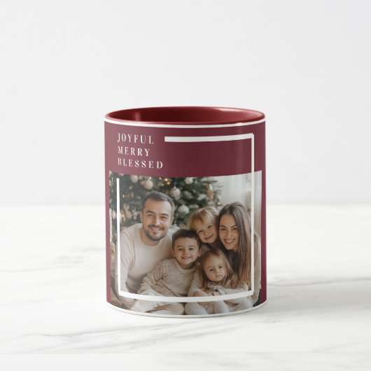 Joyful Merry Blessed Christmas Photo Custom Mok (Midden)