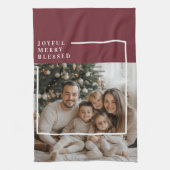 Joyful Merry Blessed Personalized Christmas Photo  Theedoek (Verticaal)