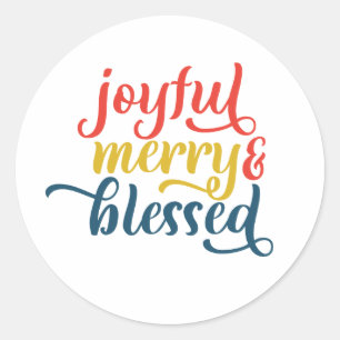 Joyful, Merry, en Blessed Ronde Sticker