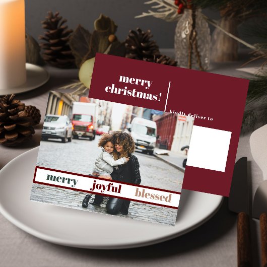 Joyful Merry kerstfoto Briefkaart