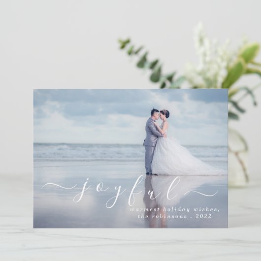 Joyful Modern Custom Photo Kerstmis Feestdagen Feestdagenkaart (Staand voorkant)