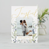 Joyful Modern Script Photo Folie Feestdagenkaart (Staand Voorkant)