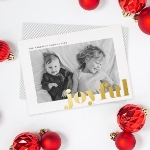 Joyful Modern Type kerstfoto Gold Folie Feestdagenkaart