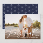 Joyful Moderne kersthandgeschreven scriptfoto Feestdagenkaart (Voorkant / Achterkant)