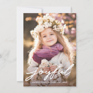 Joyful Moderne kersthandschrift-foto Feestdagenkaart