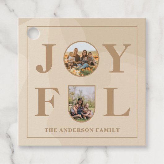 Joyful | Moderne, minimalistische beige Arch 2 fot Bedankjes Labels (Voorkant)