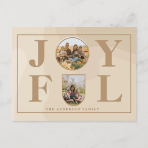 Joyful   Moderne, minimalistische beige Arch 2 fot Feestdagenkaart