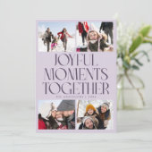 Joyful Moments Together Purple Multi Photo Feestdagenkaart (Staand voorkant)