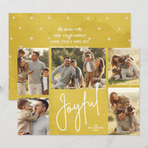 JOYFUL Multi-Photo Gold-kerstfeestkaart Feestdagenkaart