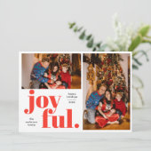 Joyful Multi Photo Red Feestdagenkaart (Staand voorkant)