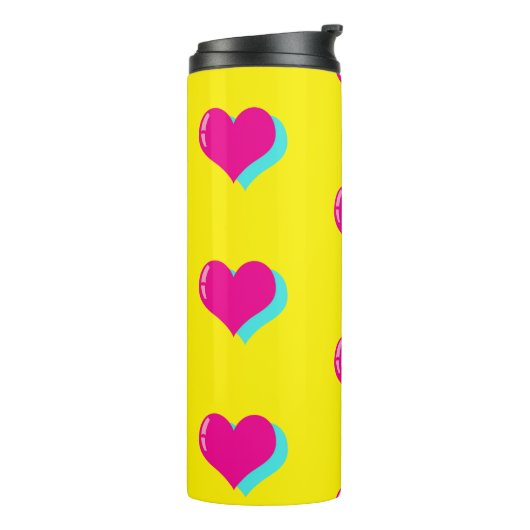 Joyful Neon Love Retro Vaporwave Hearts Fun Thermosbeker (Gedraaid links)