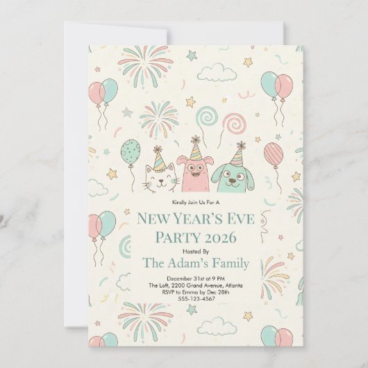 Joyful New Year’s Eve Party 2026 Invitation (Voorkant)