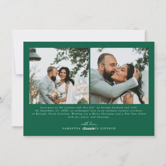 Joyful Newlywed Photo First Christmas Married Feestdagenkaart (Achterkant)