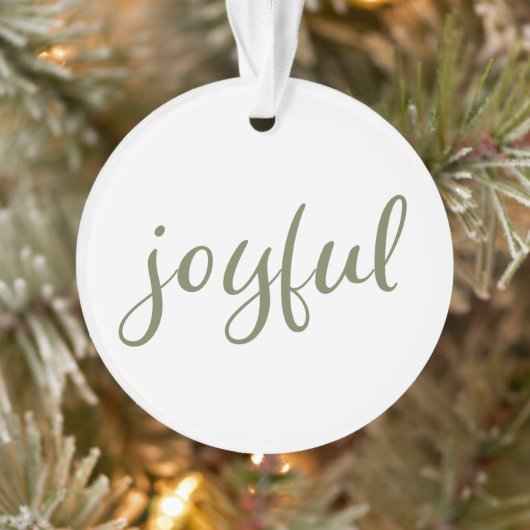 Joyful Olive Green Script-kerstfeestdag Ornament (Boom)