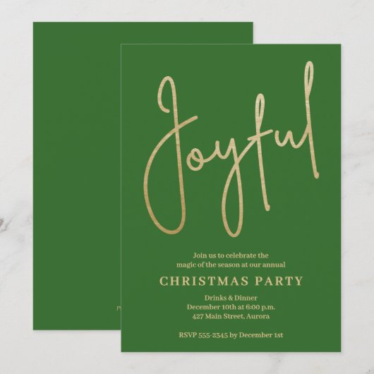 JOYFUL Or Faux Feuille sur Invitations de Fête de (Devant / Derrière)