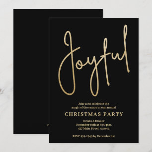 JOYFUL Or Faux Foil sur Invitations de Fête de Noë