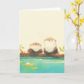 Joyful Otter Duo aan het water Kaart (Gele Bloem)