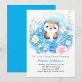 Joyful Otter's Waterverf Boy Baby shower Kaart (Voorkant / Achterkant)