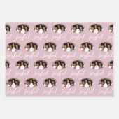 Joyful Pastel Pink Script Kerstfeestdag Foto Inpakpapier Vel (Voorkant 2)