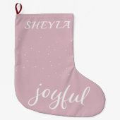 Joyful Pastel Pink Script-kerstfeestdag Grote Kerstsok (Voorkant)