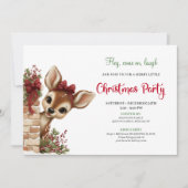 Joyful peeking reindeer instant download invite kaart (Voorkant)