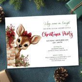 Joyful peeking reindeer instant download invite kaart